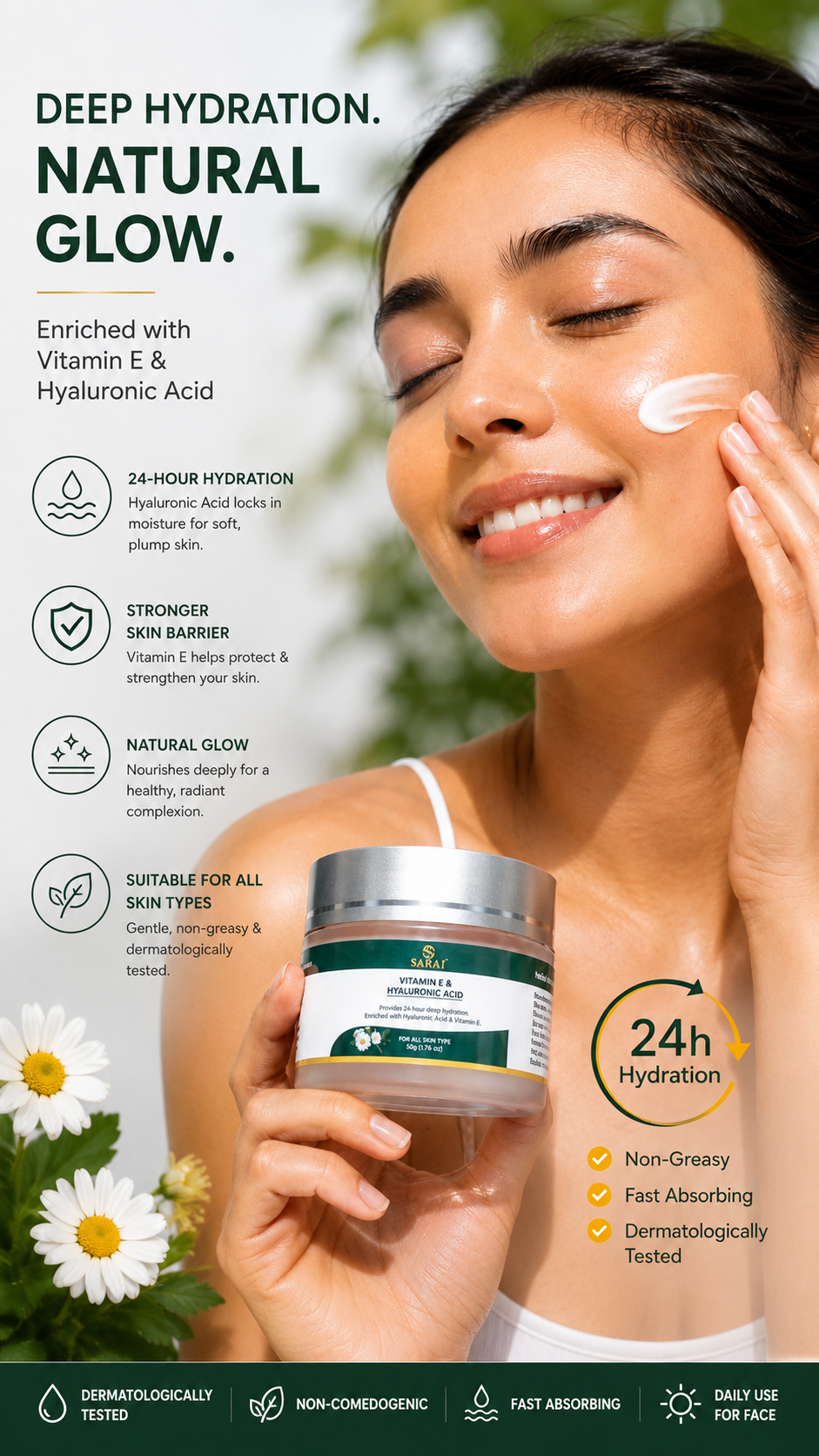 SARAI  VITAMIN E & HYALURONIC ACID MOISTURIZER