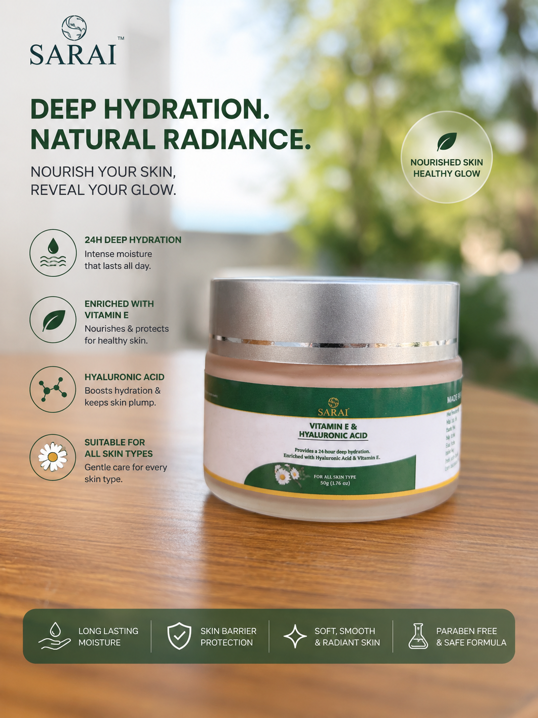 SARAI  VITAMIN E & HYALURONIC ACID MOISTURIZER